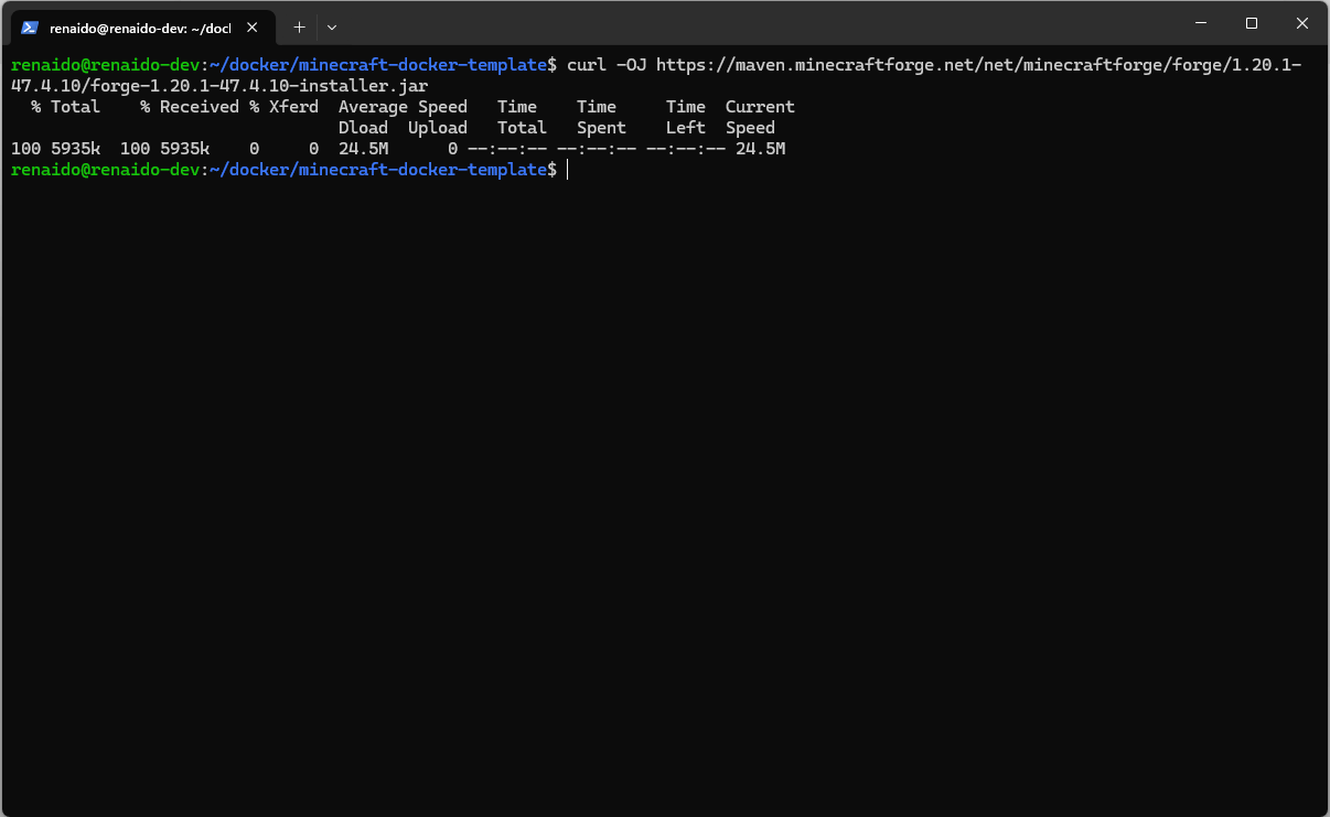 Descargando el fichero del servidor Forge