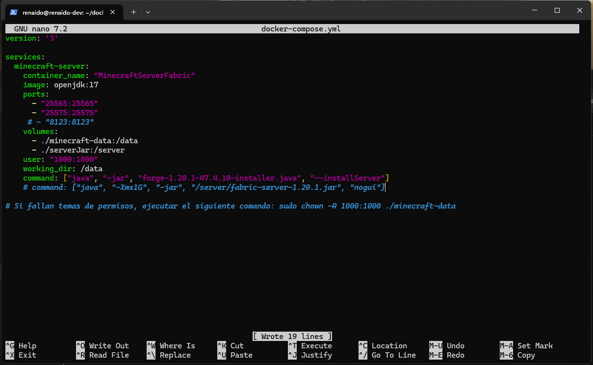 Modificando el docker-compose.yml